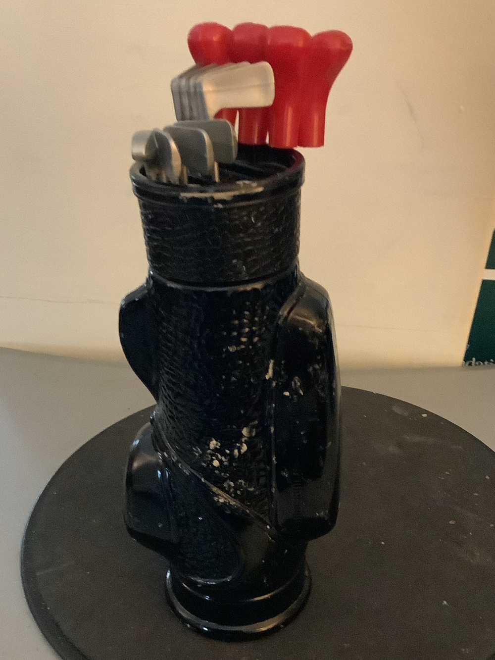 Empty Avon Black Golf Bag Shaving Set with Red Club Handles